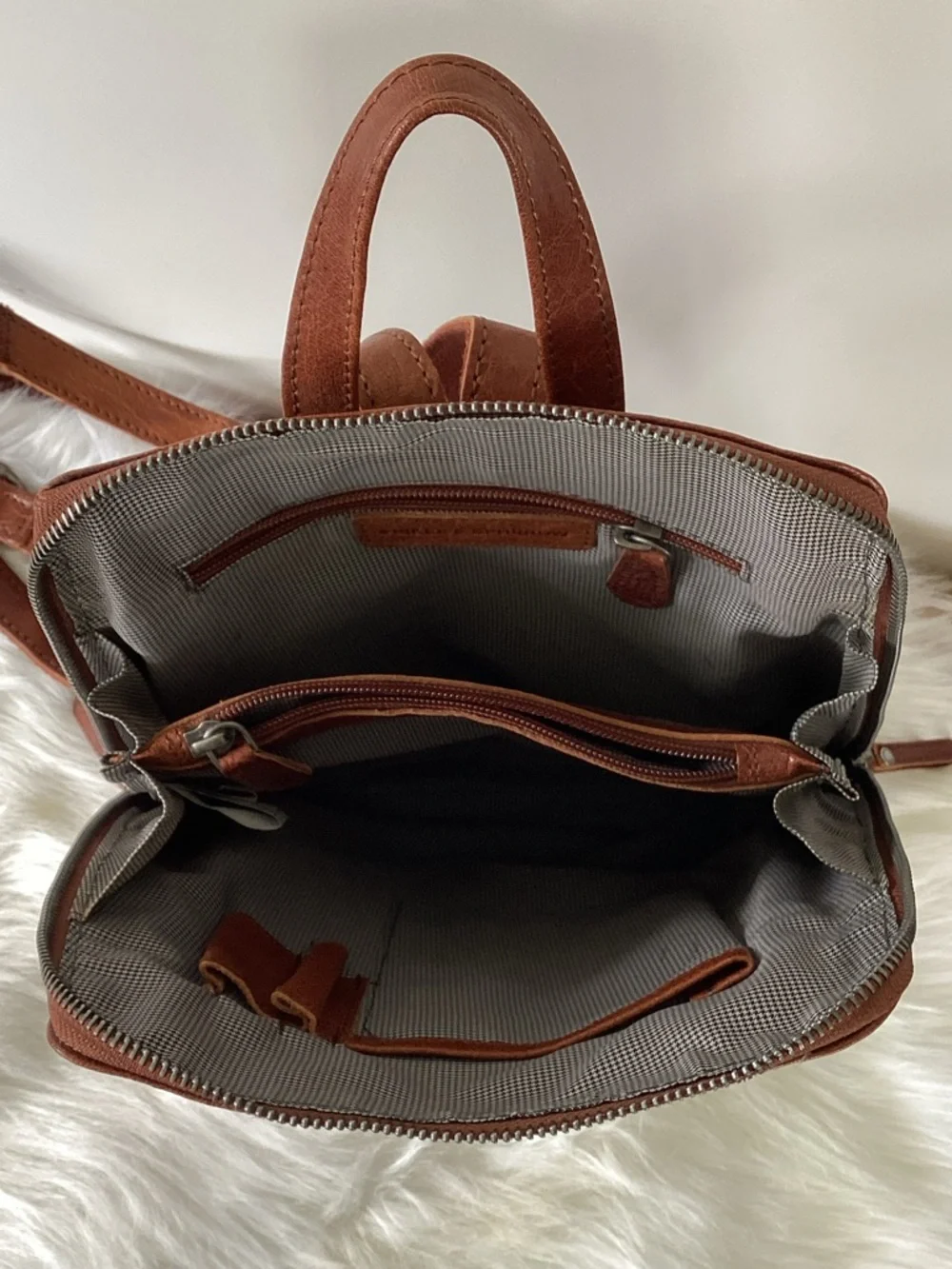 Leather Mini Backpack in Chestnut Brown - Compact Everyday Bag